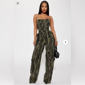 Women's Strapless Camouflage Jumpsuit